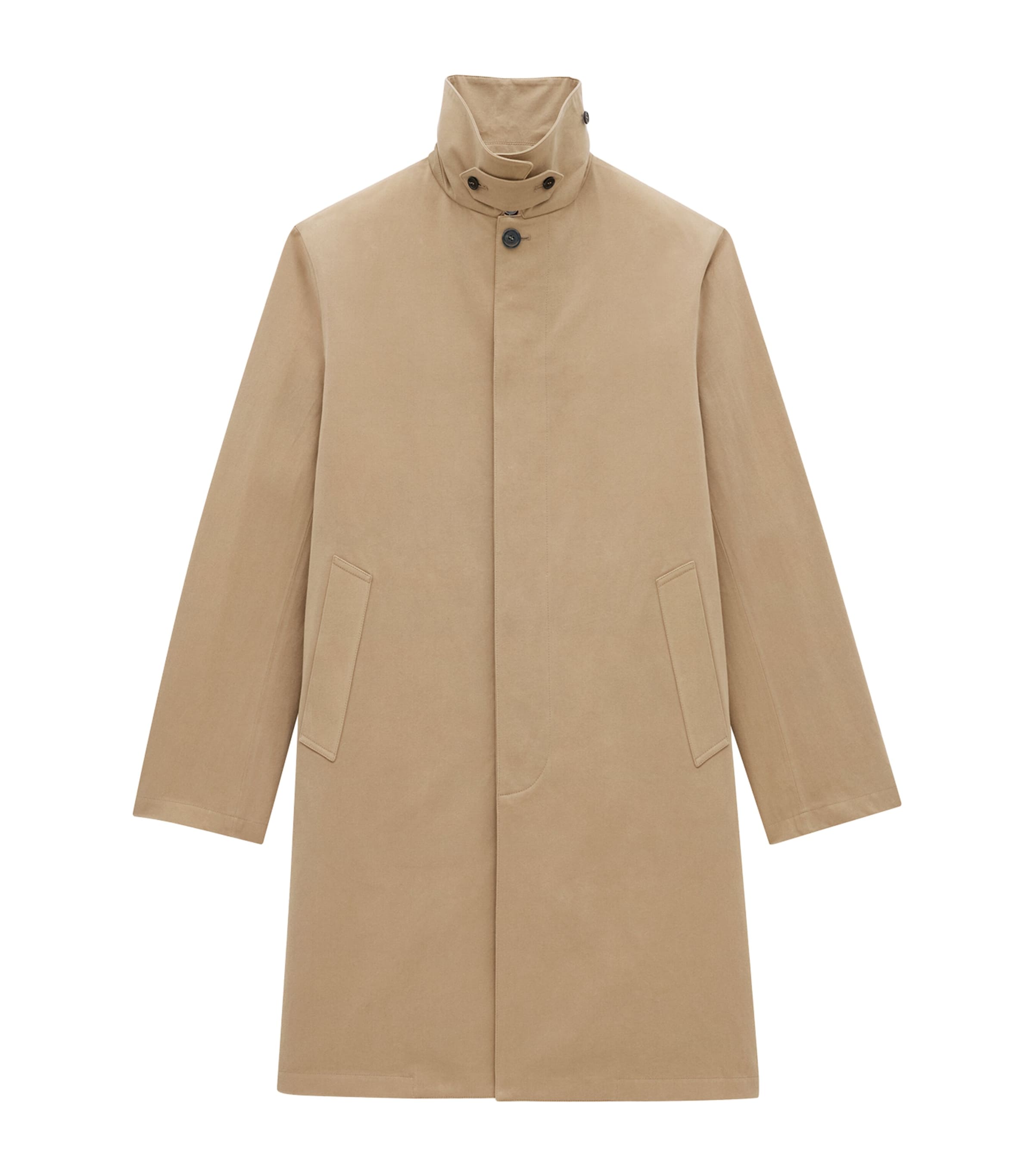 Saint Laurent Beige Cotton Gabardine Faux-Fur Lined Overcoat