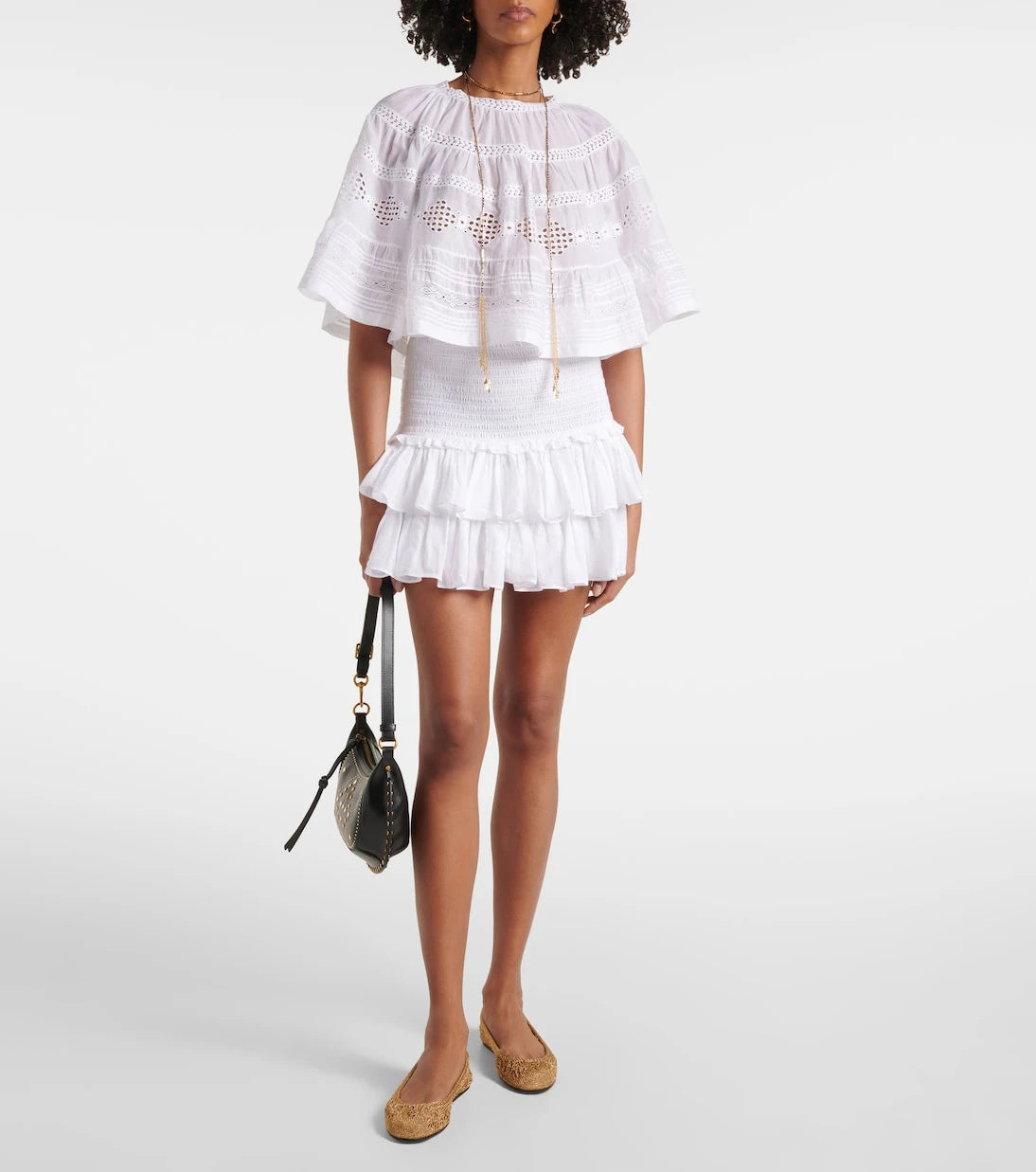 Marant Etoile - Dilama lace-trimmed cotton voile top
