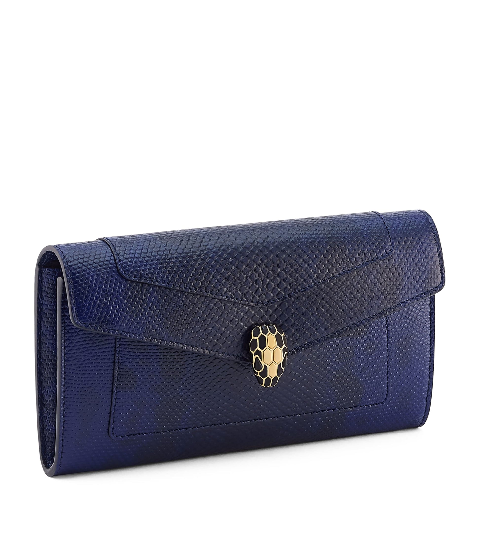 Bvlgari Blue Karung Leather Serpenti Forever Long Wallet