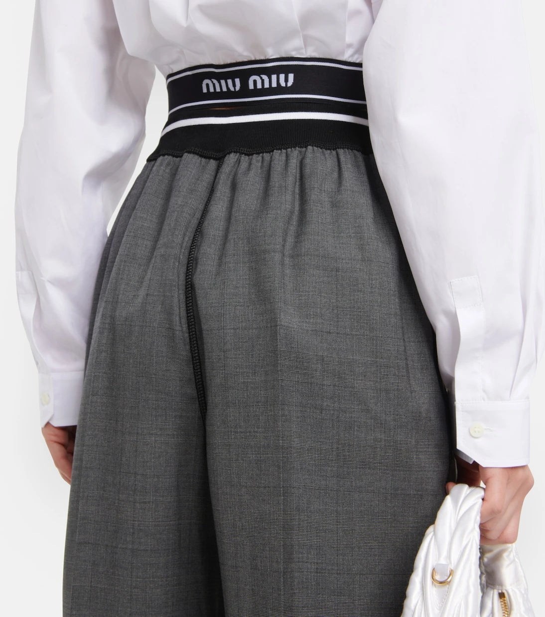 Miu Miu - Logo wide-leg checked pants