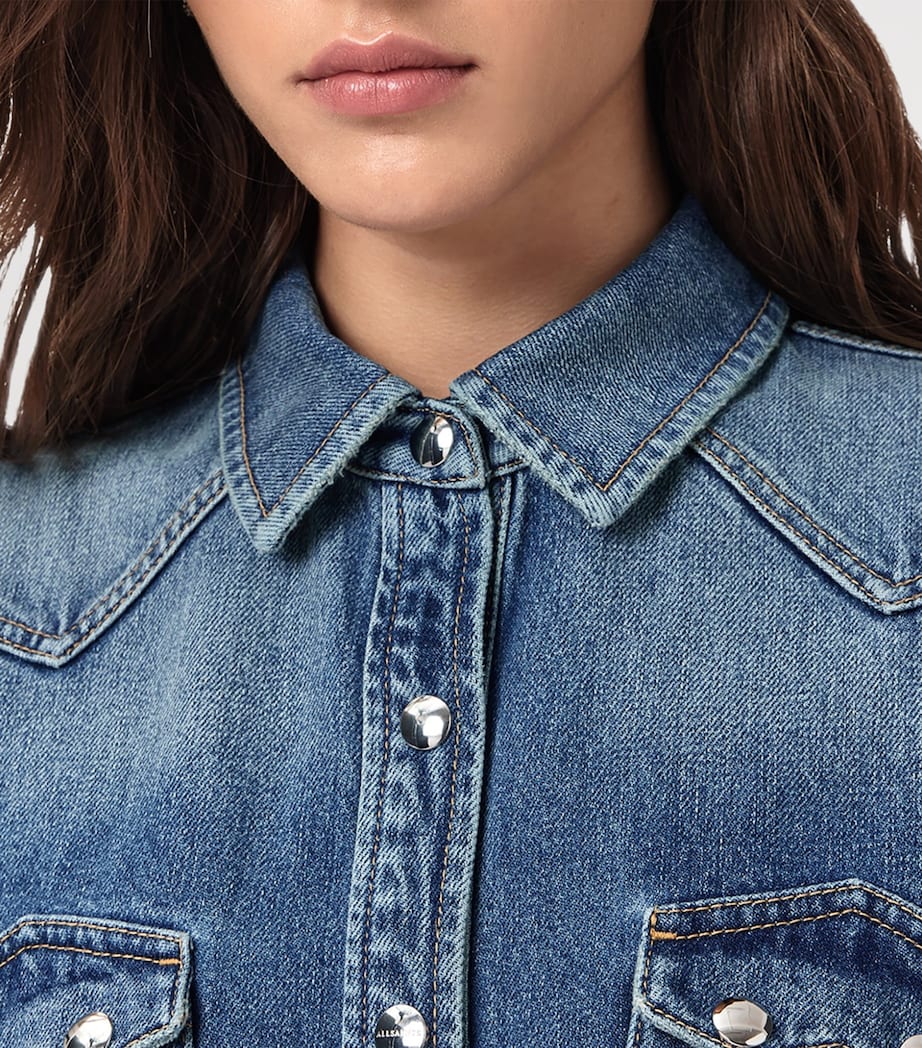 AllSaints Blue Organic Denim Rock Mini Shirt Dress
