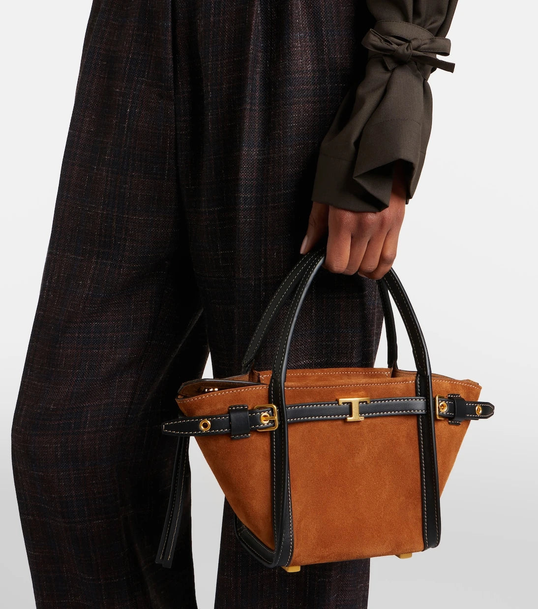 Tod's - T Signature Mini suede top-handle bag