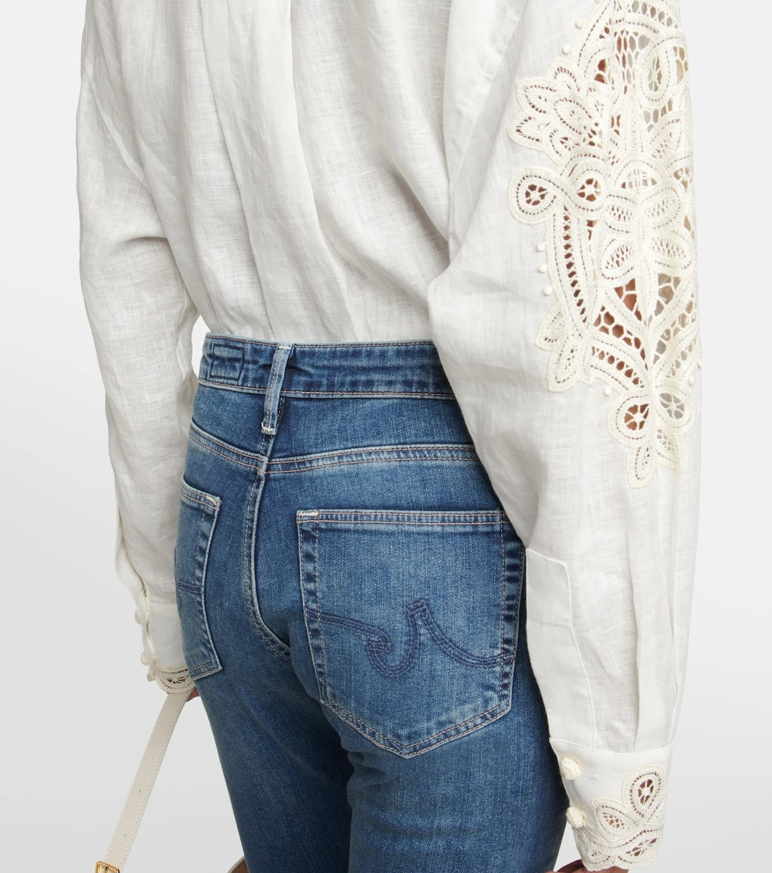 AG Jeans - بنطلون جينز سكيني مبيّض