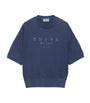 Prada Blue Short-Sleeve Logo Sweatshirt