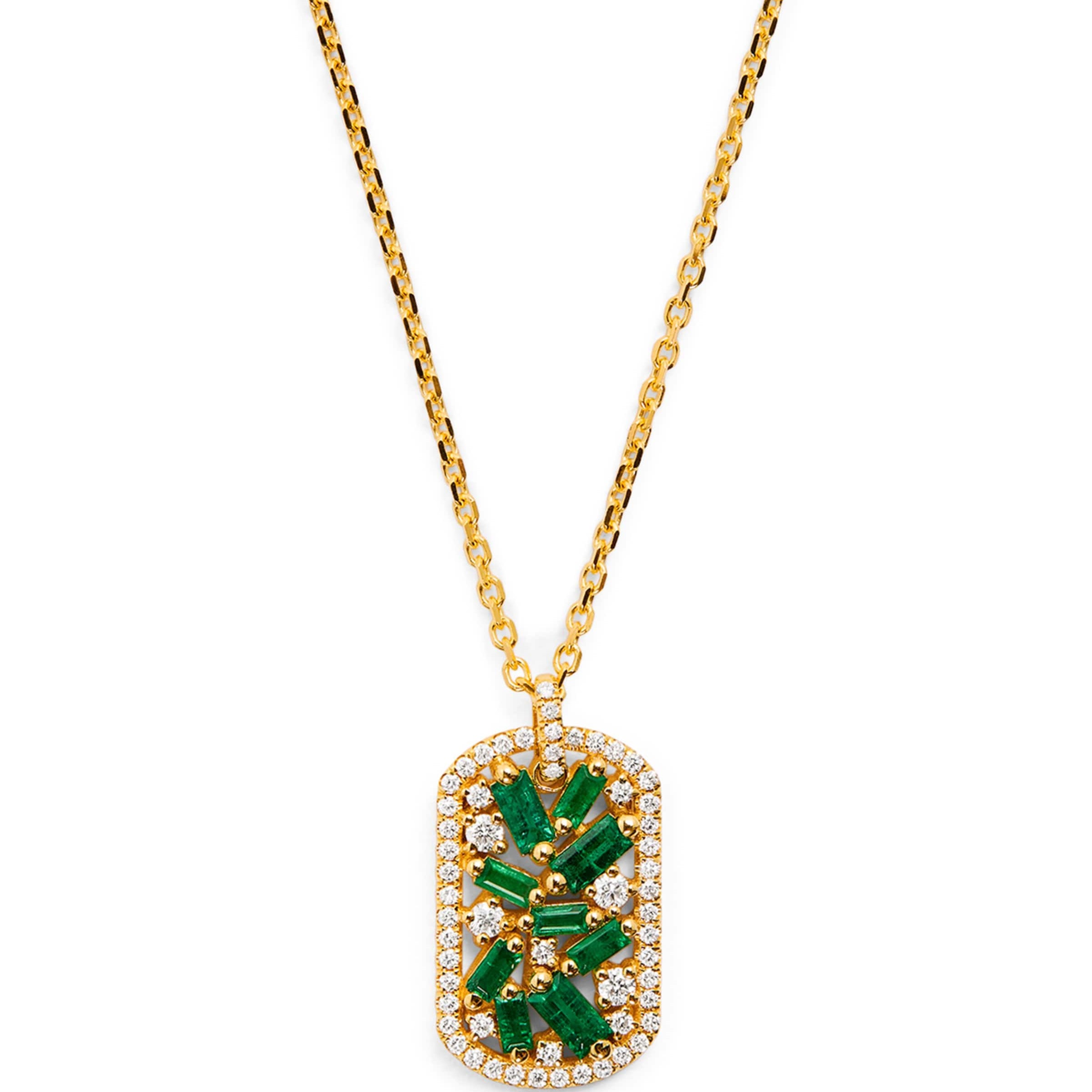 Yellow Gold, Diamond and Emerald Frenzy Necklace