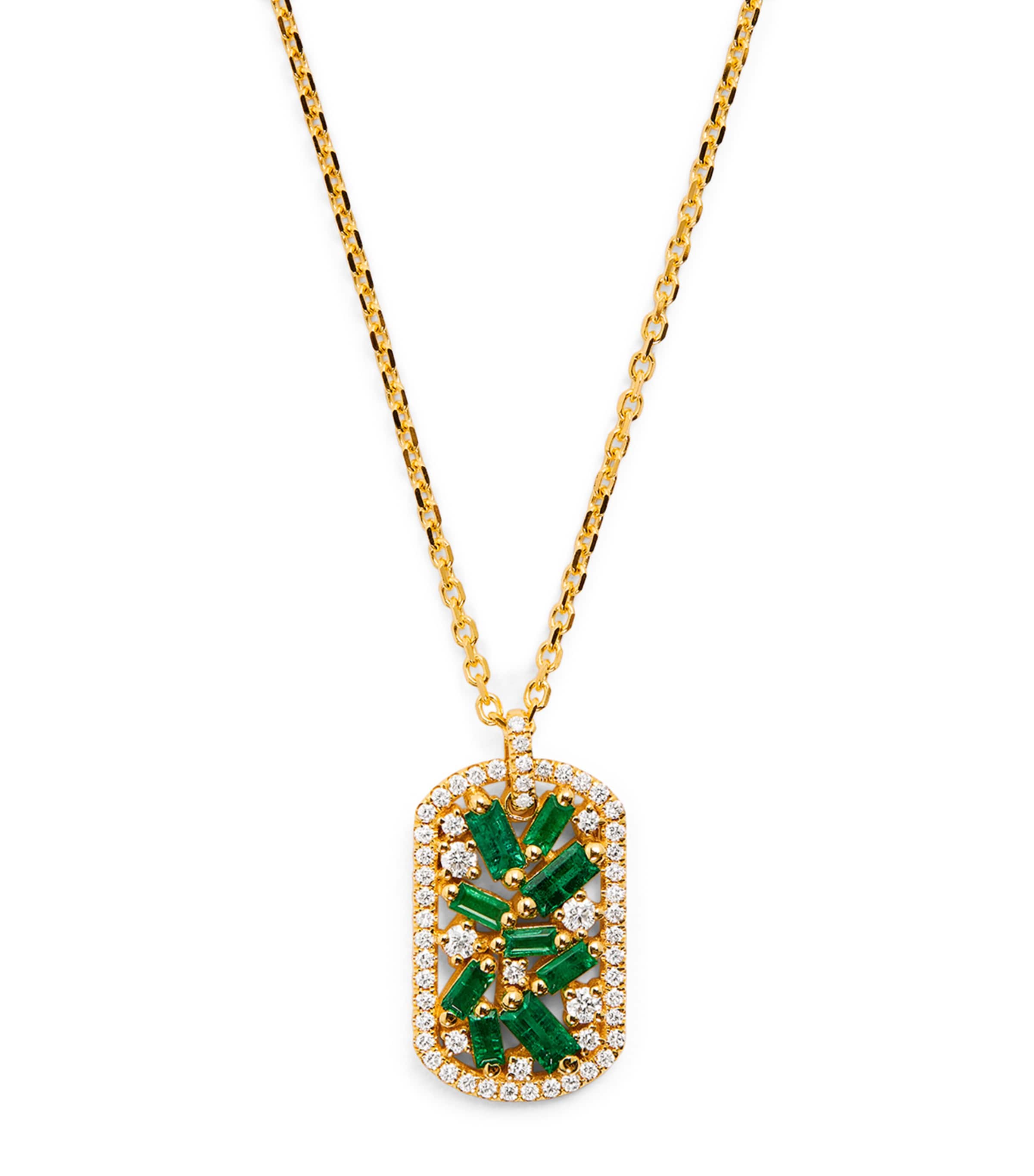 Yellow Gold, Diamond and Emerald Frenzy Necklace