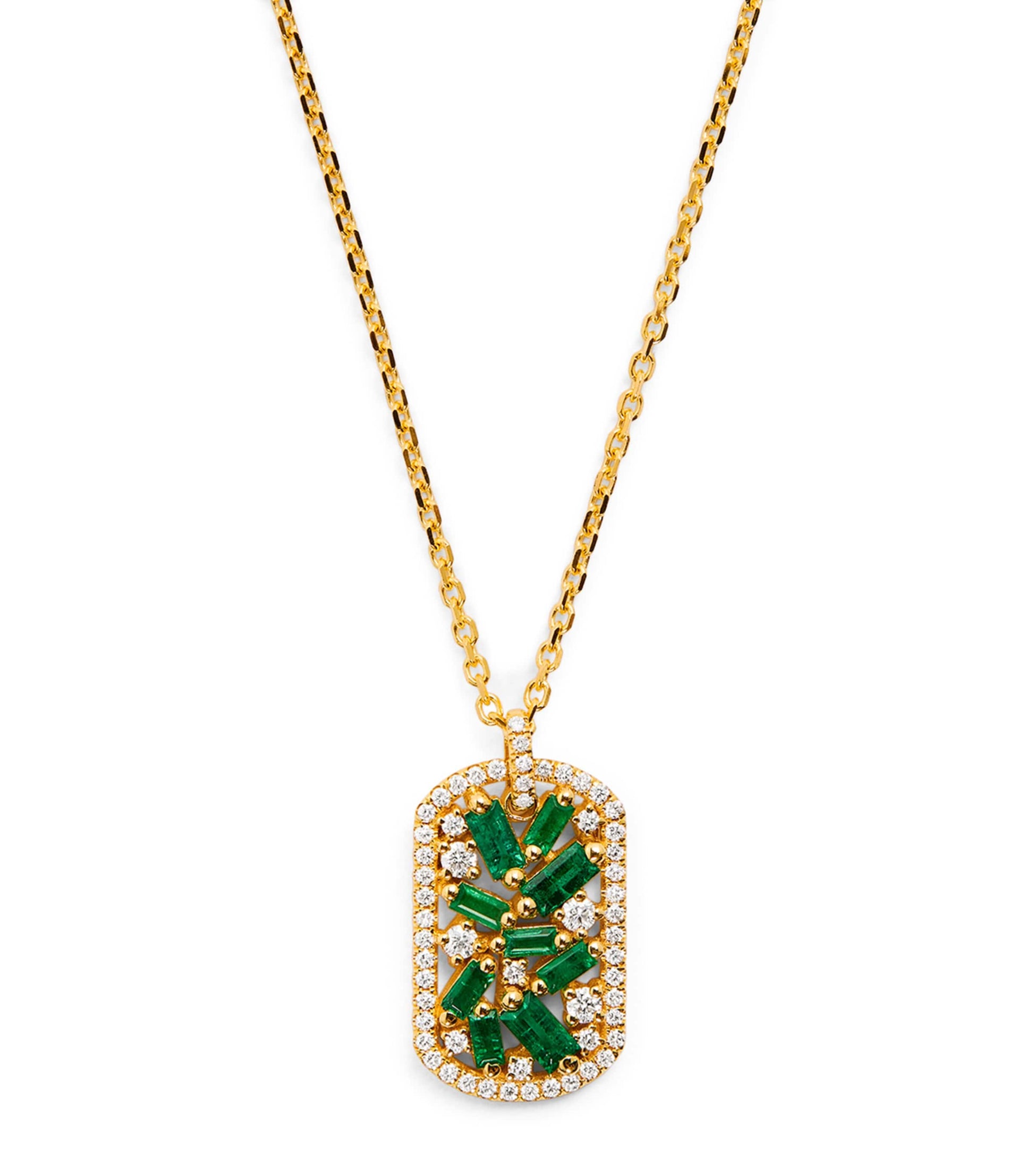Yellow Gold, Diamond and Emerald Frenzy Necklace