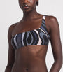 Black One-Shoulder Marmo Print Bikini Top