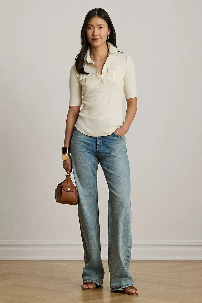 Lauren Ralph Lauren kadın pamuklu polo tişört