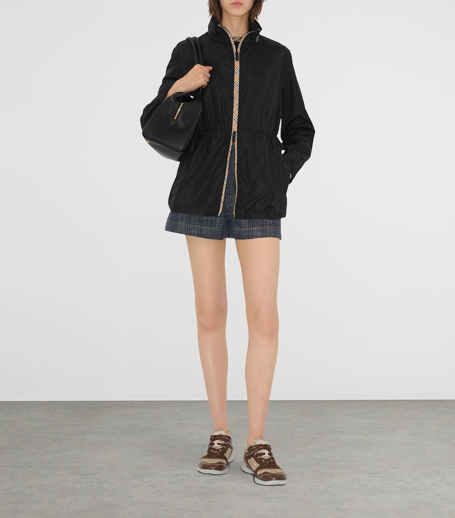 Burberry Black Technical Adaptable Check-Trim Parka