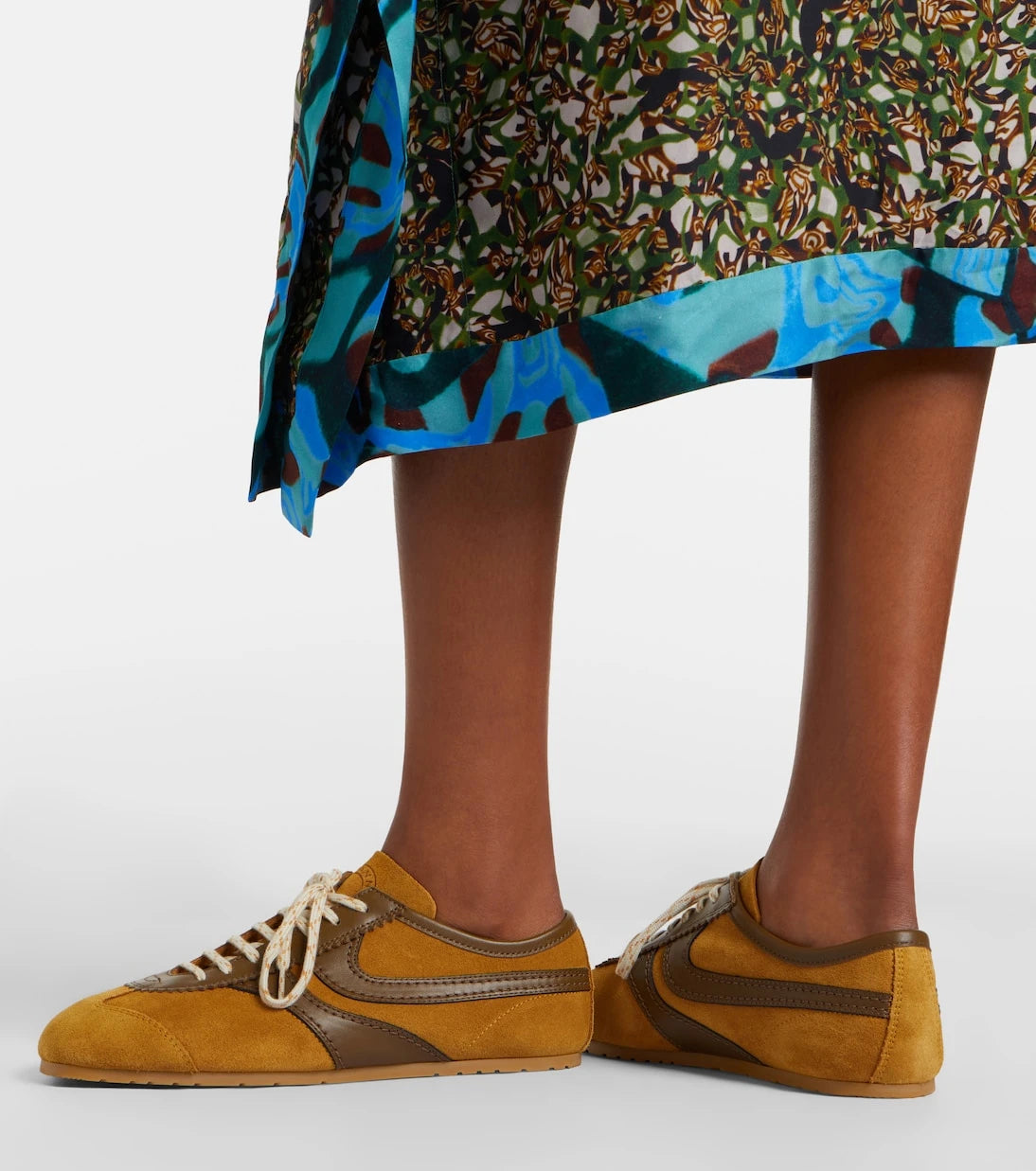 Dries Van Noten - Leather-trimmed suede sneakers