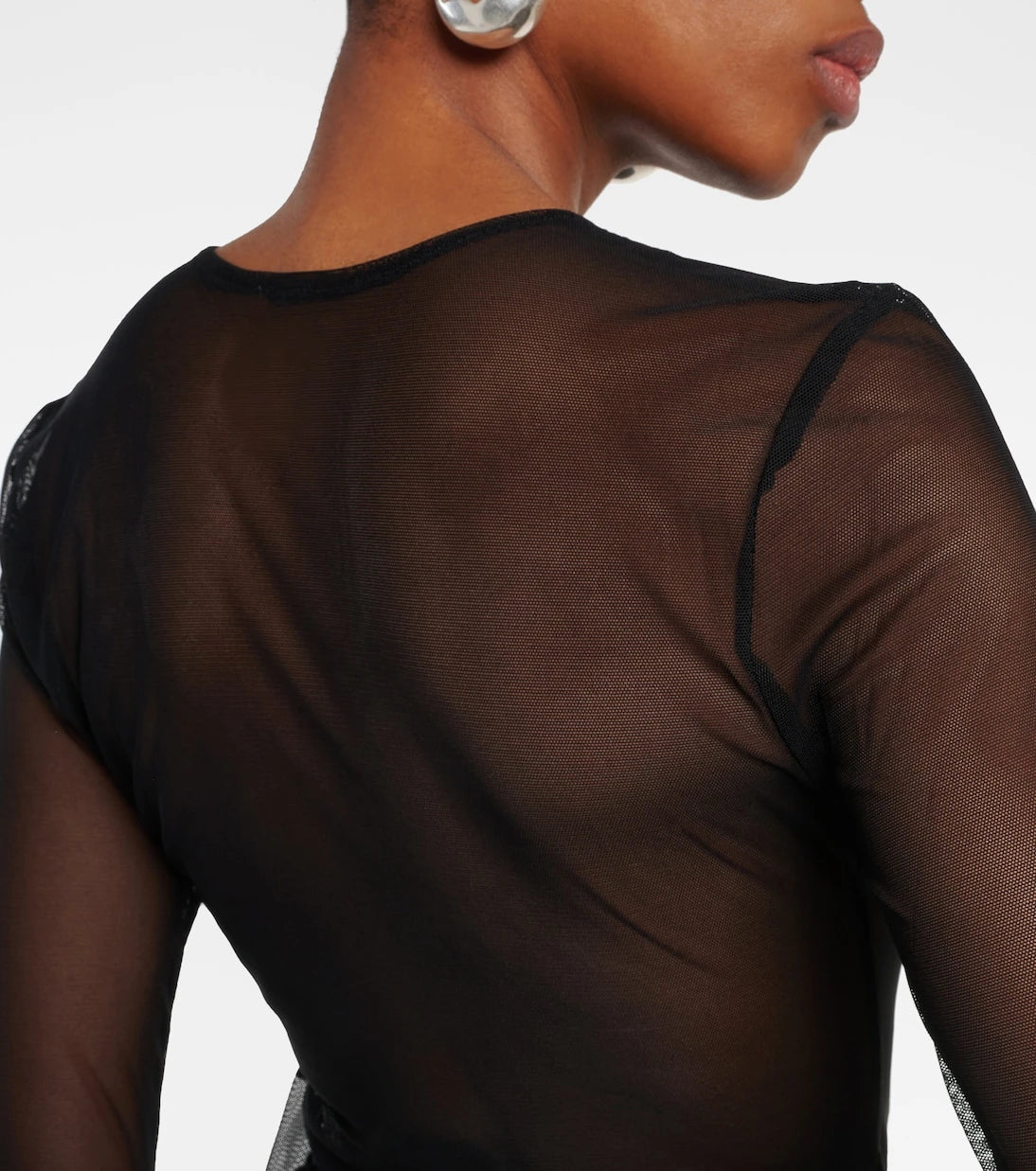 Norma Kamali - Appliqué sheer mesh top