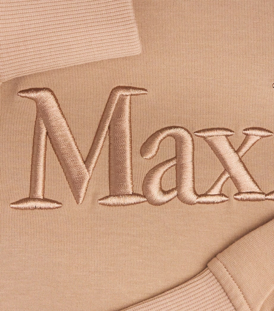 Max Mara Beige Cotton-Blend Logo Hoodie