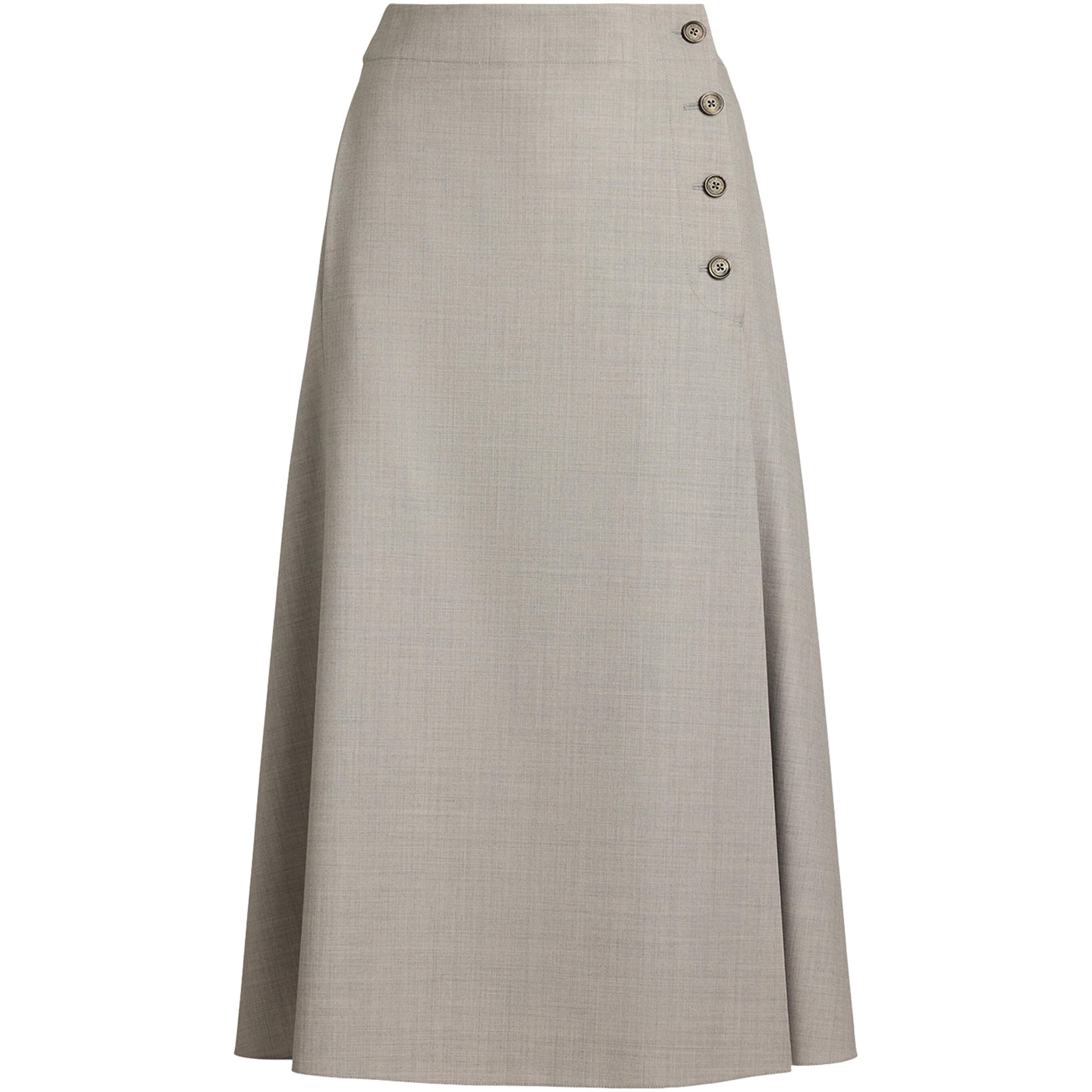 Ralph Lauren Collection Grey Wool Dee Midi Skirt