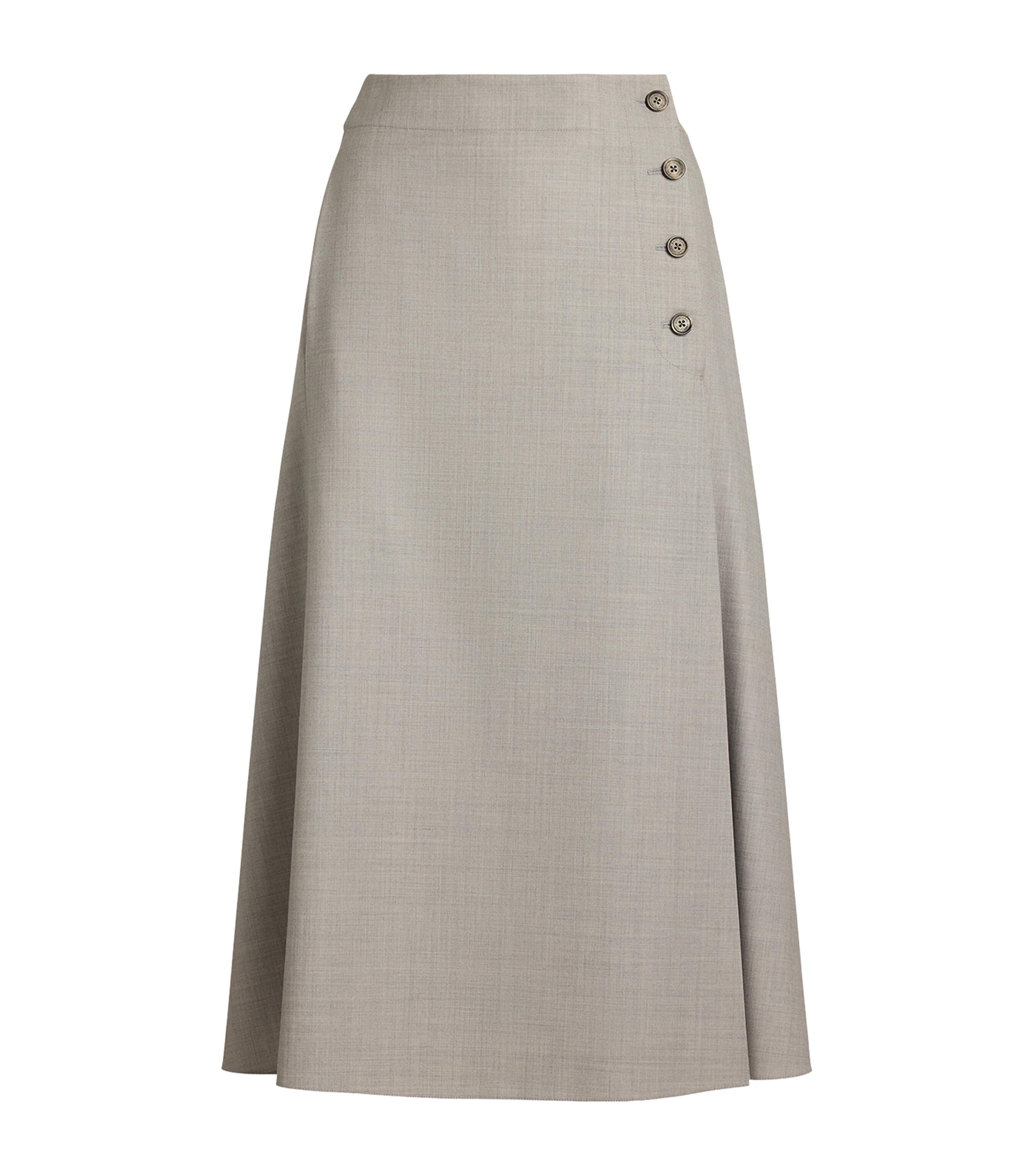 Ralph Lauren Collection Grey Wool Dee Midi Skirt