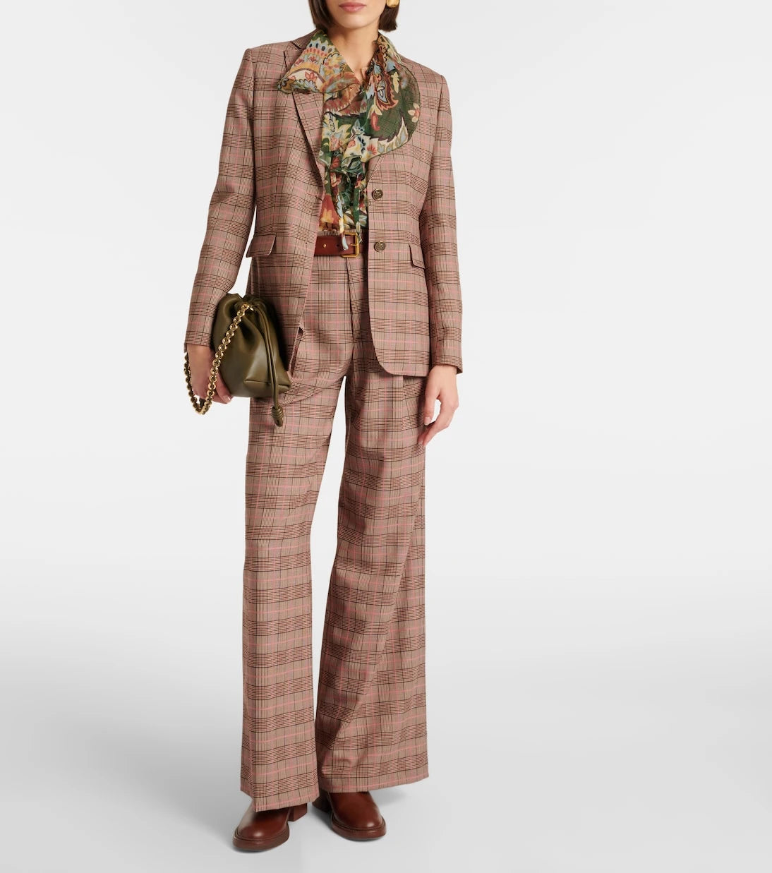 Etro - Checked high-rise wide-leg pants