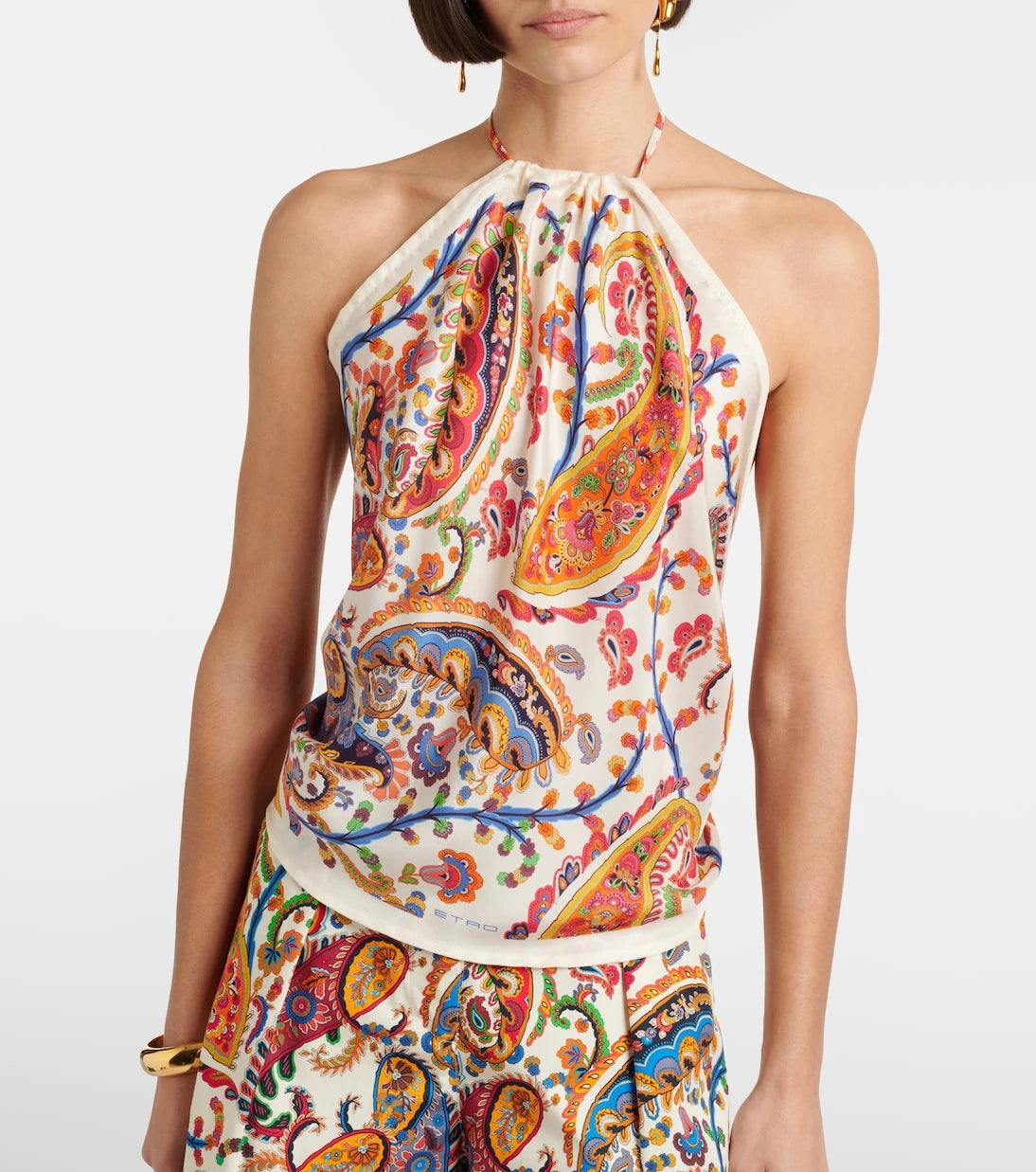 Etro - Printed silk tank top