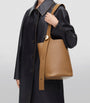 Brown Medium Pebble-Calfskin Bucket Bag