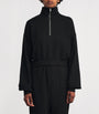 ÉTERNE Black Cropped Cotton-Blend Half-Zip Sweatshirt