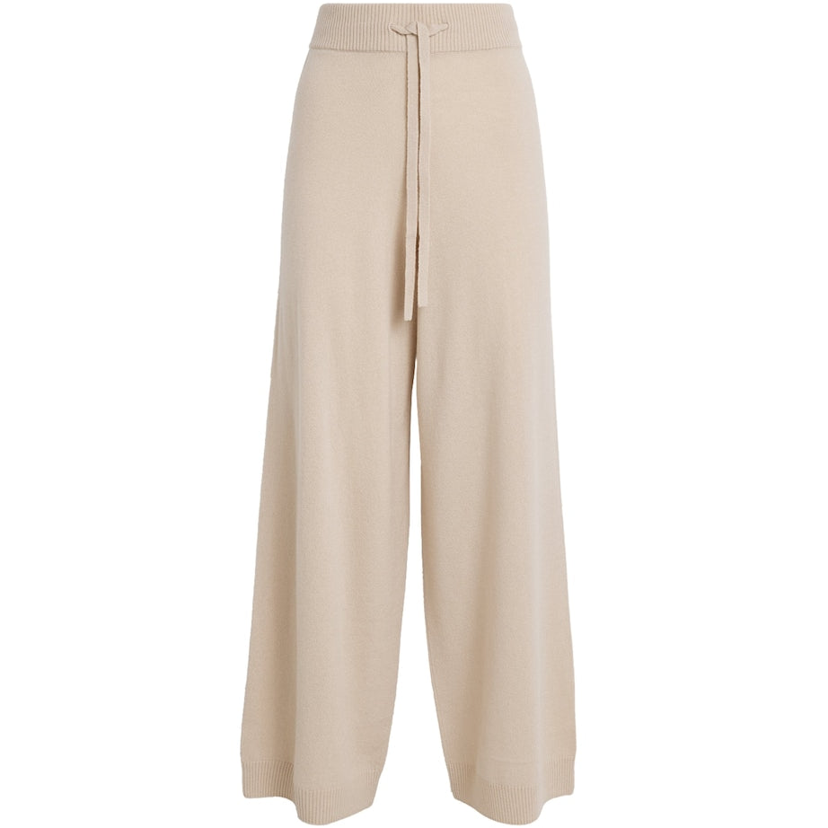 Beige Wool-Cashmere Wide-Leg Trousers
