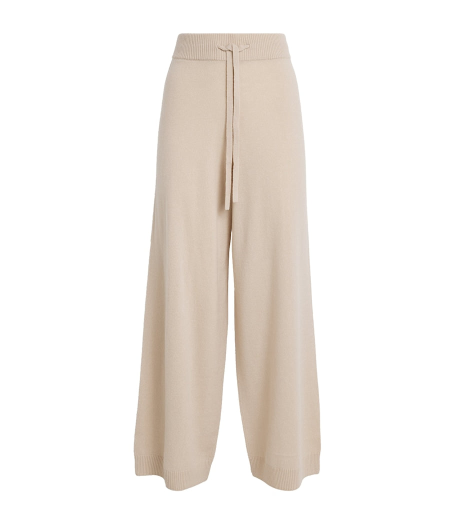 Beige Wool-Cashmere Wide-Leg Trousers
