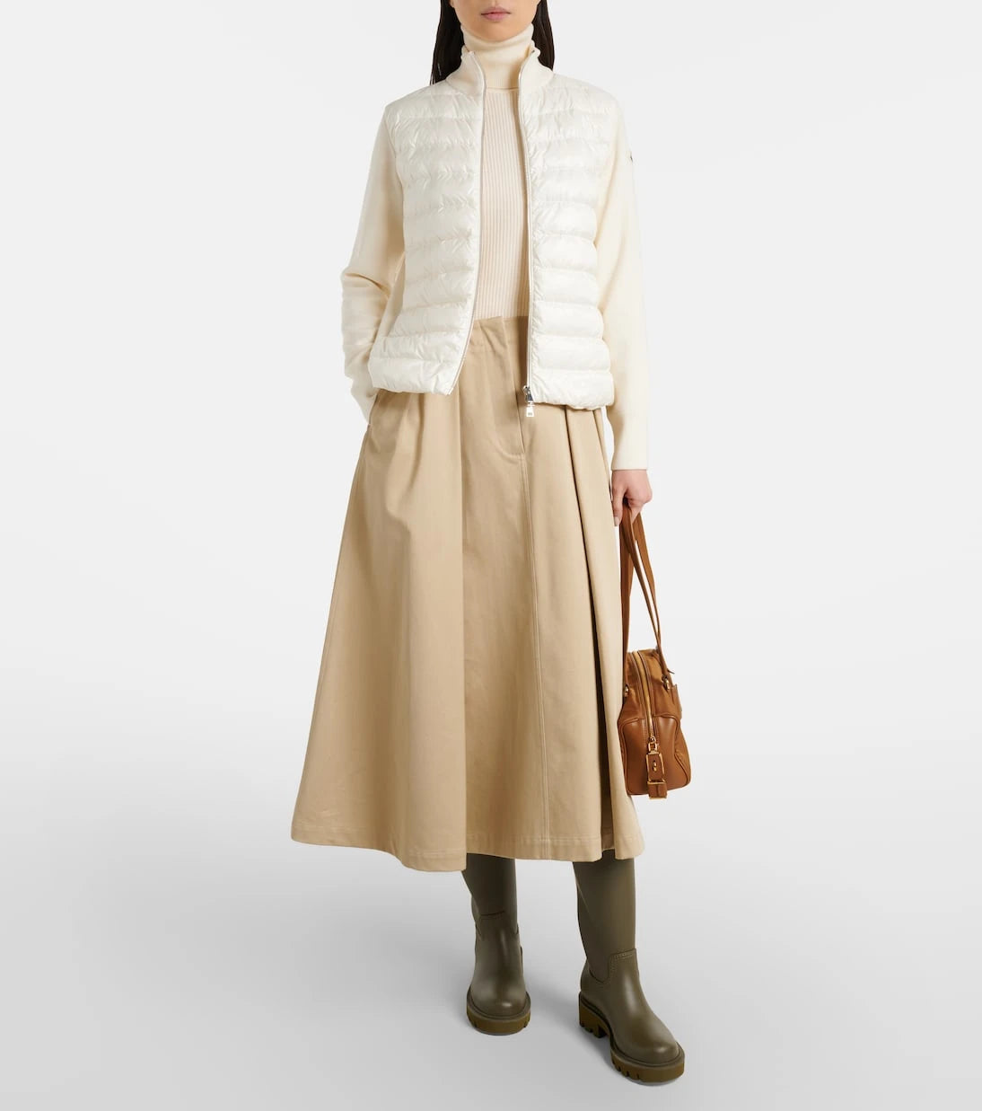 Moncler - Down-paneled virgin wool cardigan