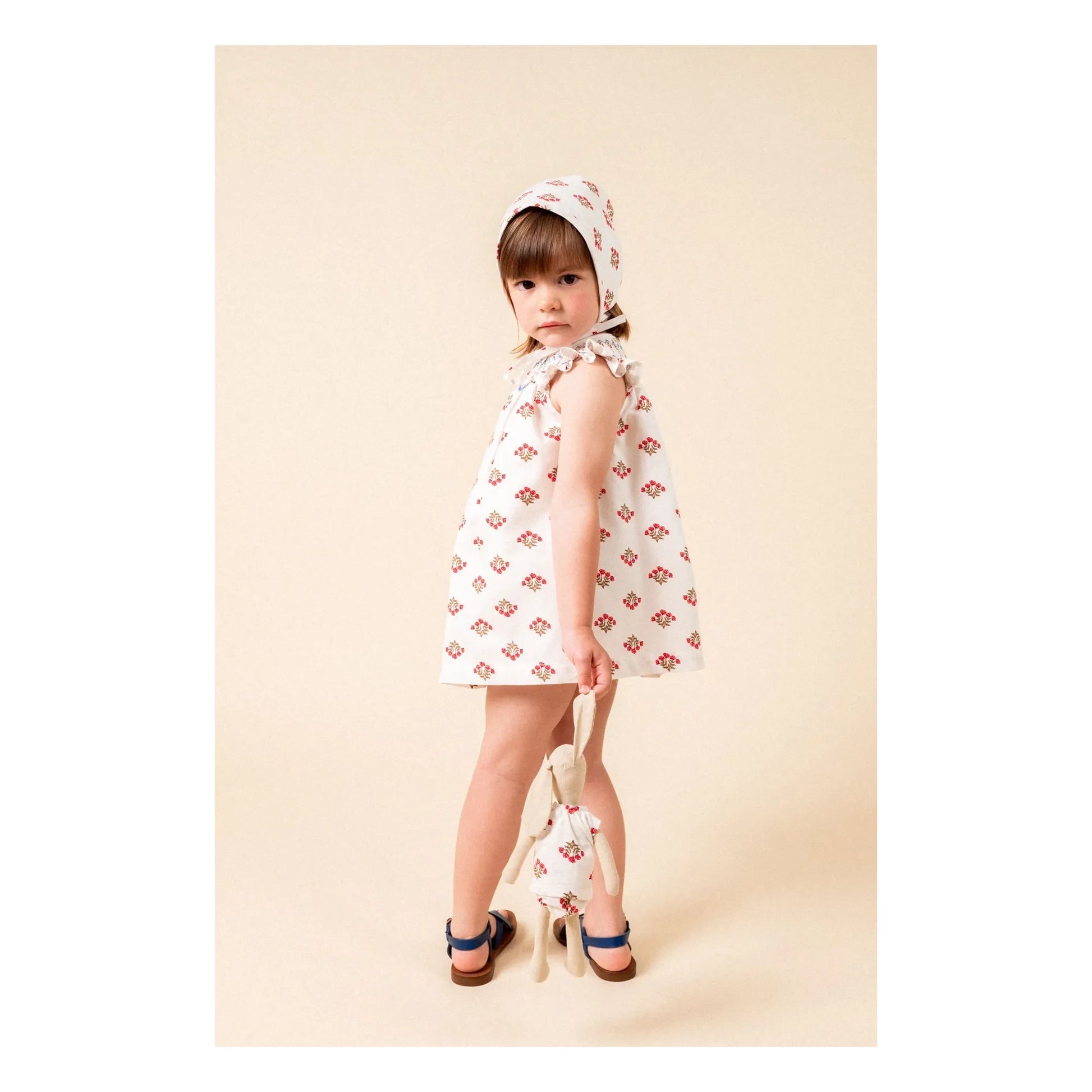 birinit - Monzón Organic Cotton Smocked Blouse and Bloomer Set | White
