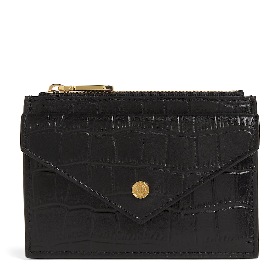 Harrods Black Leather Zip-Up Card Holder