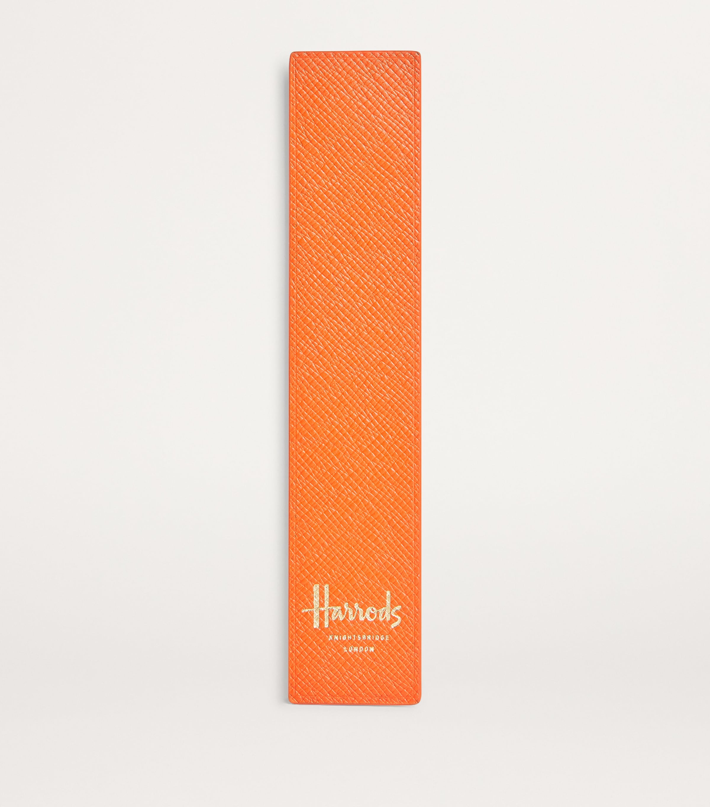 Leather Embossed-Logo Bookmark ORANGE