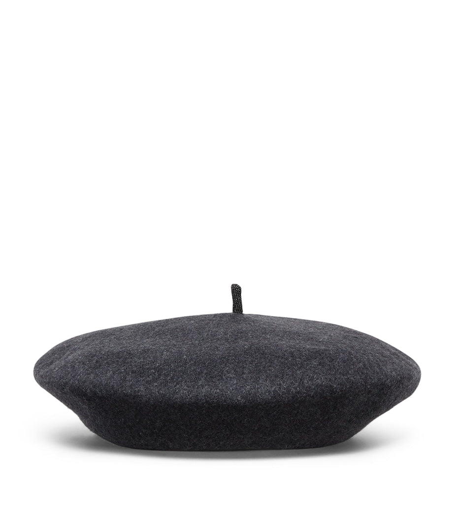 Brunello Cucinelli Black Wool Beret