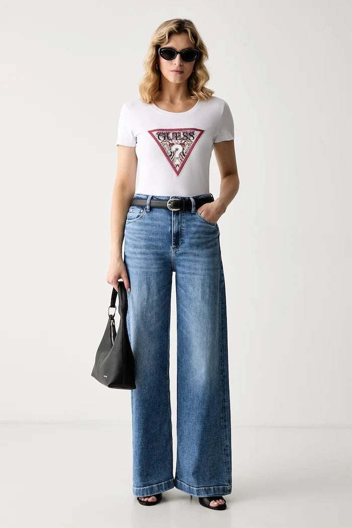 Guess Pamuk ve Elastanlı Kadın Tişört PAISLEY