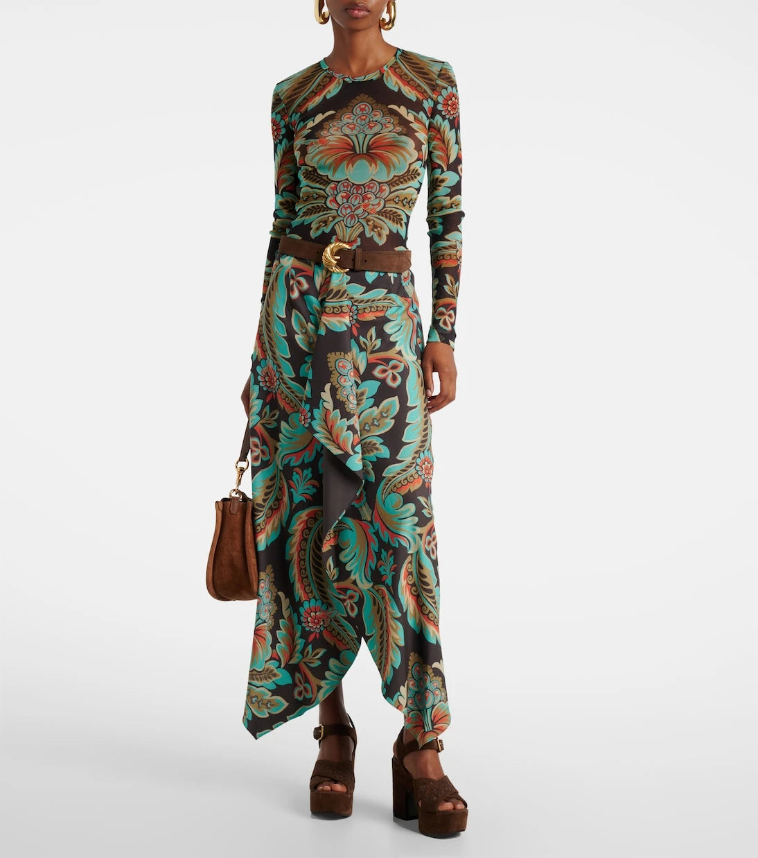 Etro - تنورة بتصميم لف غير متماثل وبنقشة الزهور