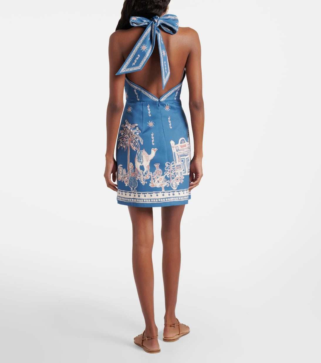 Alémais - Acacia printed halterneck cotton minidress