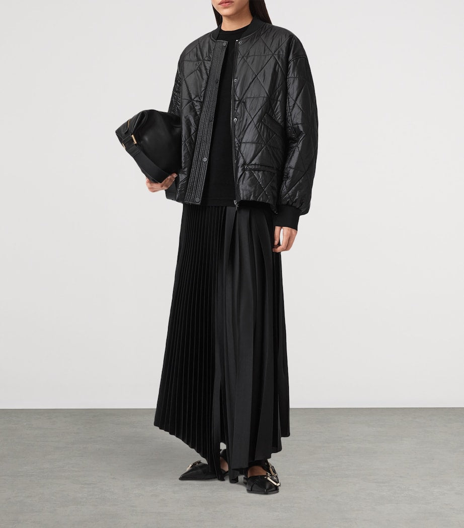 Black Quilted Alii Bomber Jacket