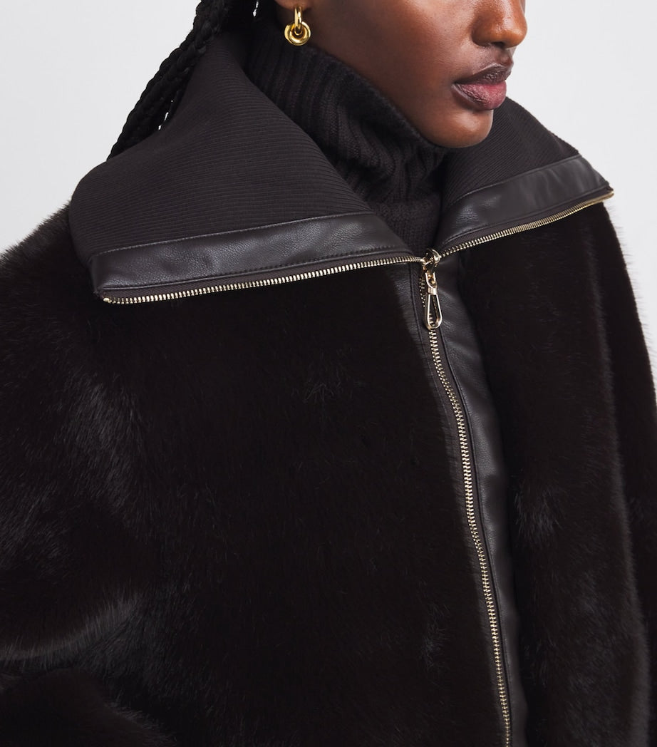 Brown Faux Fur Cropped Jacket