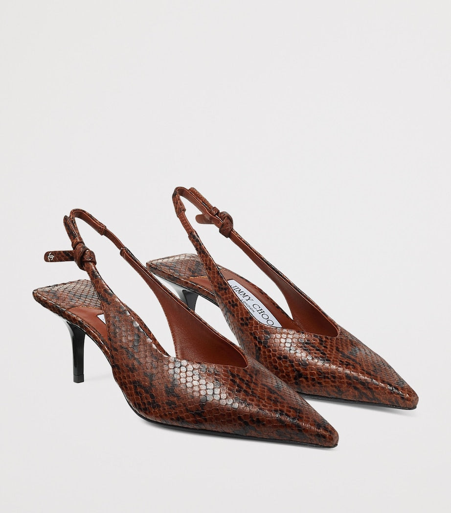 Camie 60 Leather Kigali Snake Print Slingback Pumps