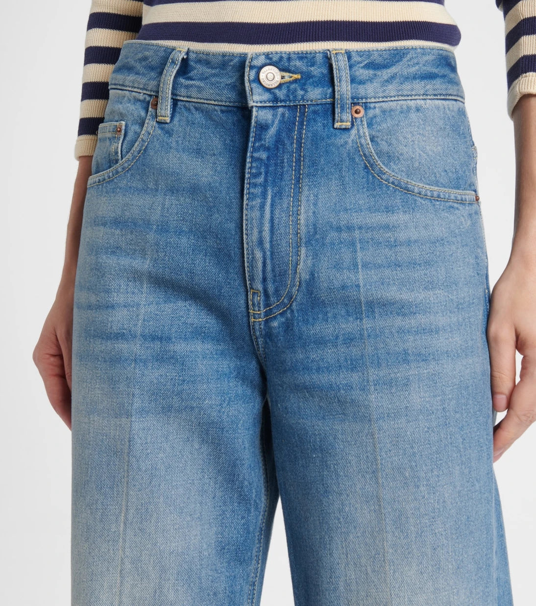 Valentino - Faded wide-leg jeans