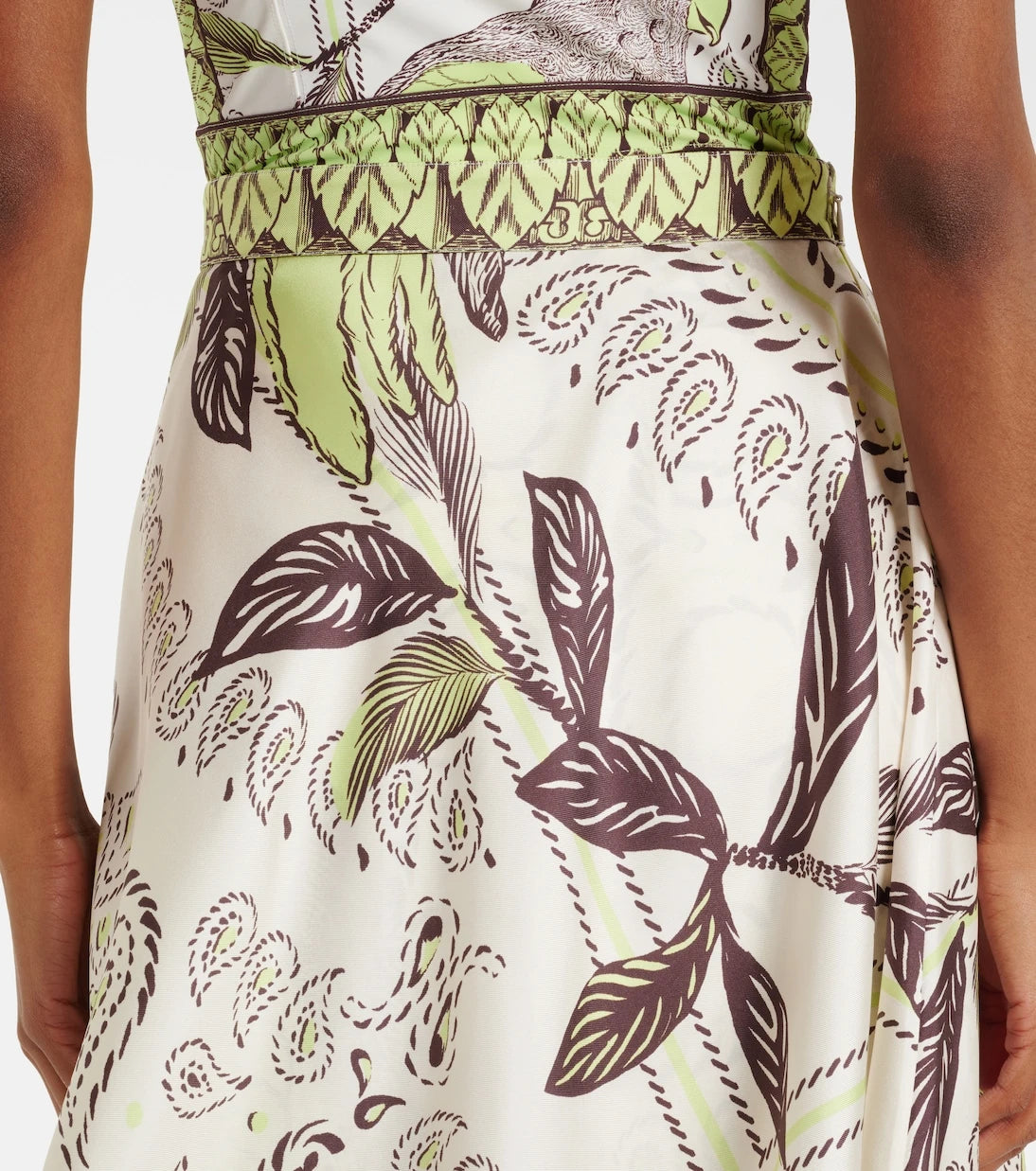 Tory Burch - Printed silk satin midi skirt