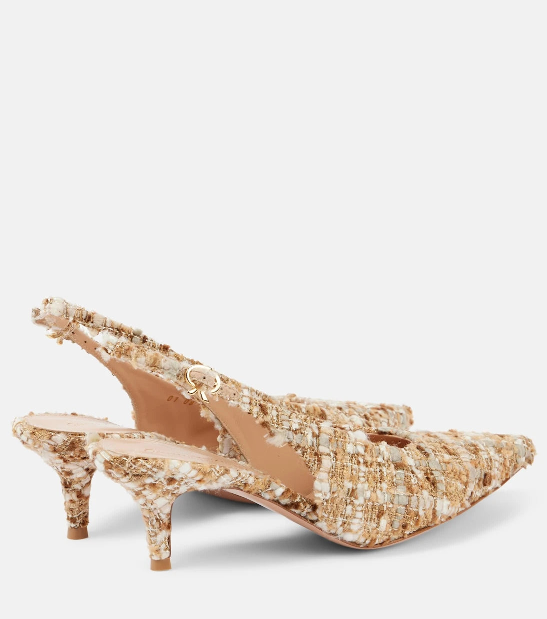 Gianvito Rossi - Pointy 55 bouclé slingback pumps