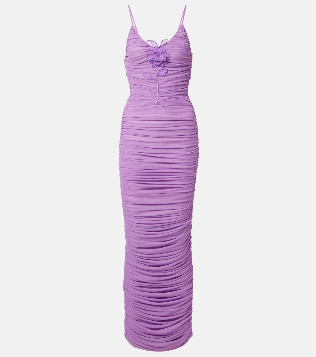 David Koma - Floral-appliqué ruched cocktail dress