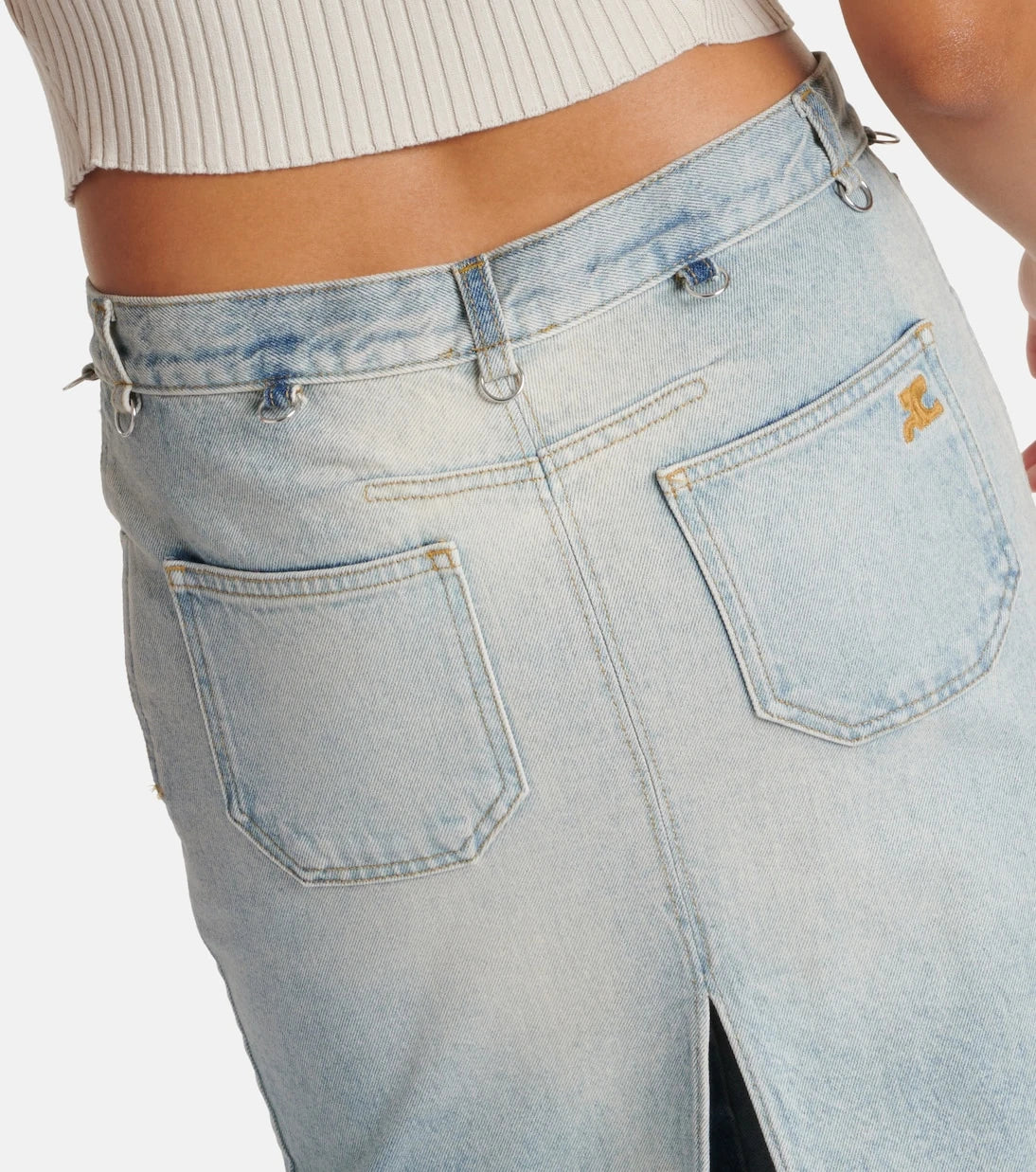 Courrèges - Multiflex denim midi skirt