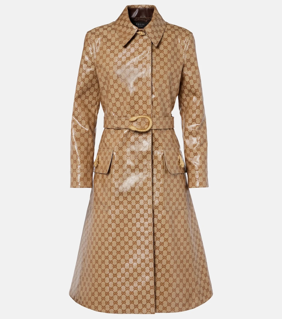 Gucci - GG Canvas belted coat