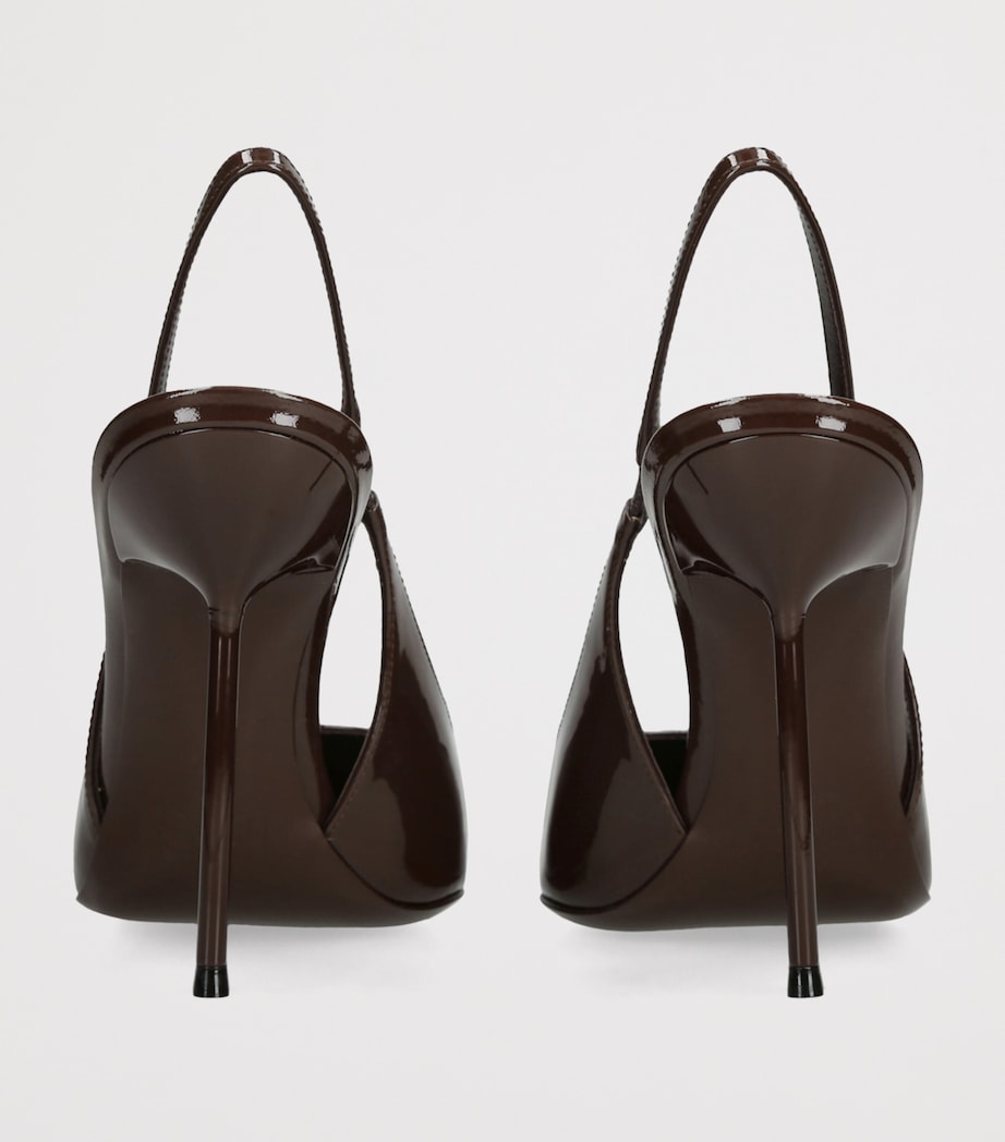 Brown Patent Leather Lidia Slingback Pumps 105