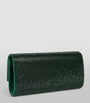 Green Satin Crystal-Embellished Perry Clutch Bag