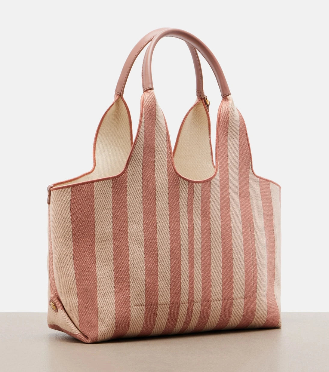 Chloé - Chloé Stripy Large logo canvas tote bag