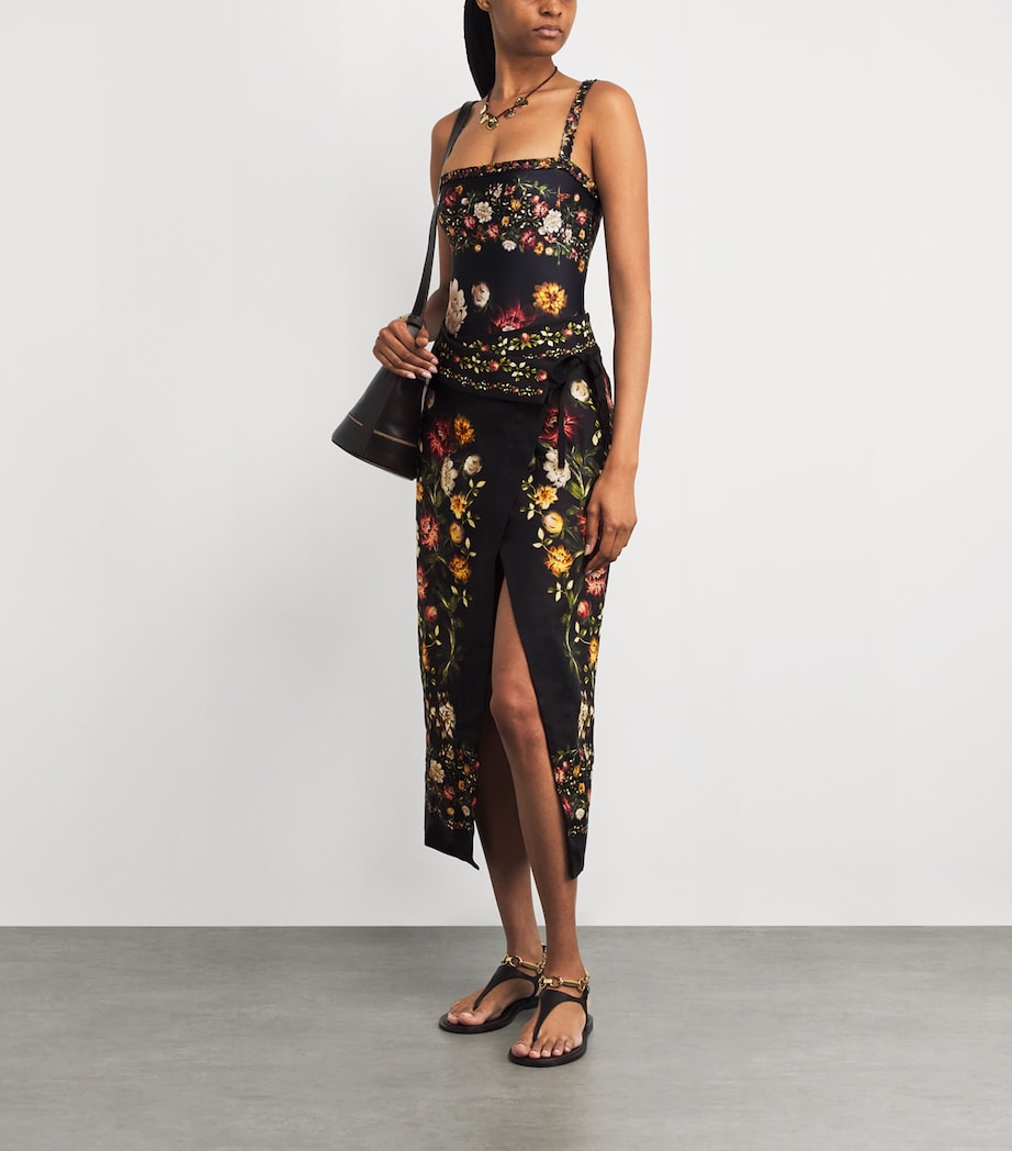 Multi Linen Floral Midi Pareo