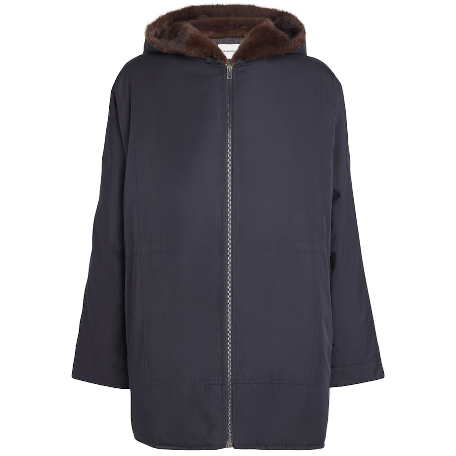 Blue Long-Haired Mink-Lined Technical Jacket