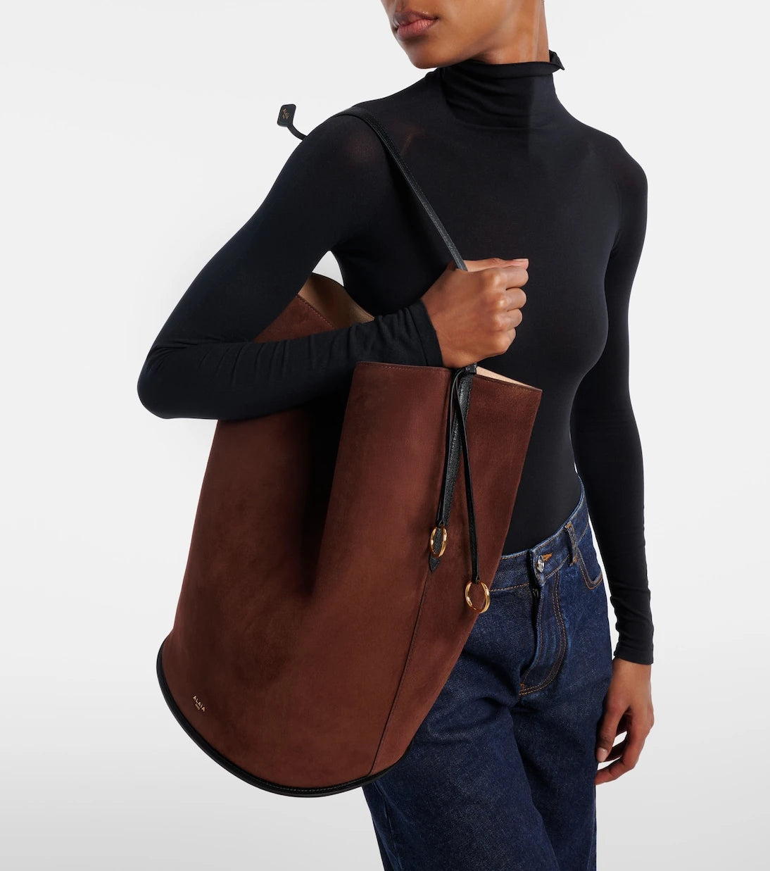 Alaïa - Hip Large leather-trimmed suede bucket bag