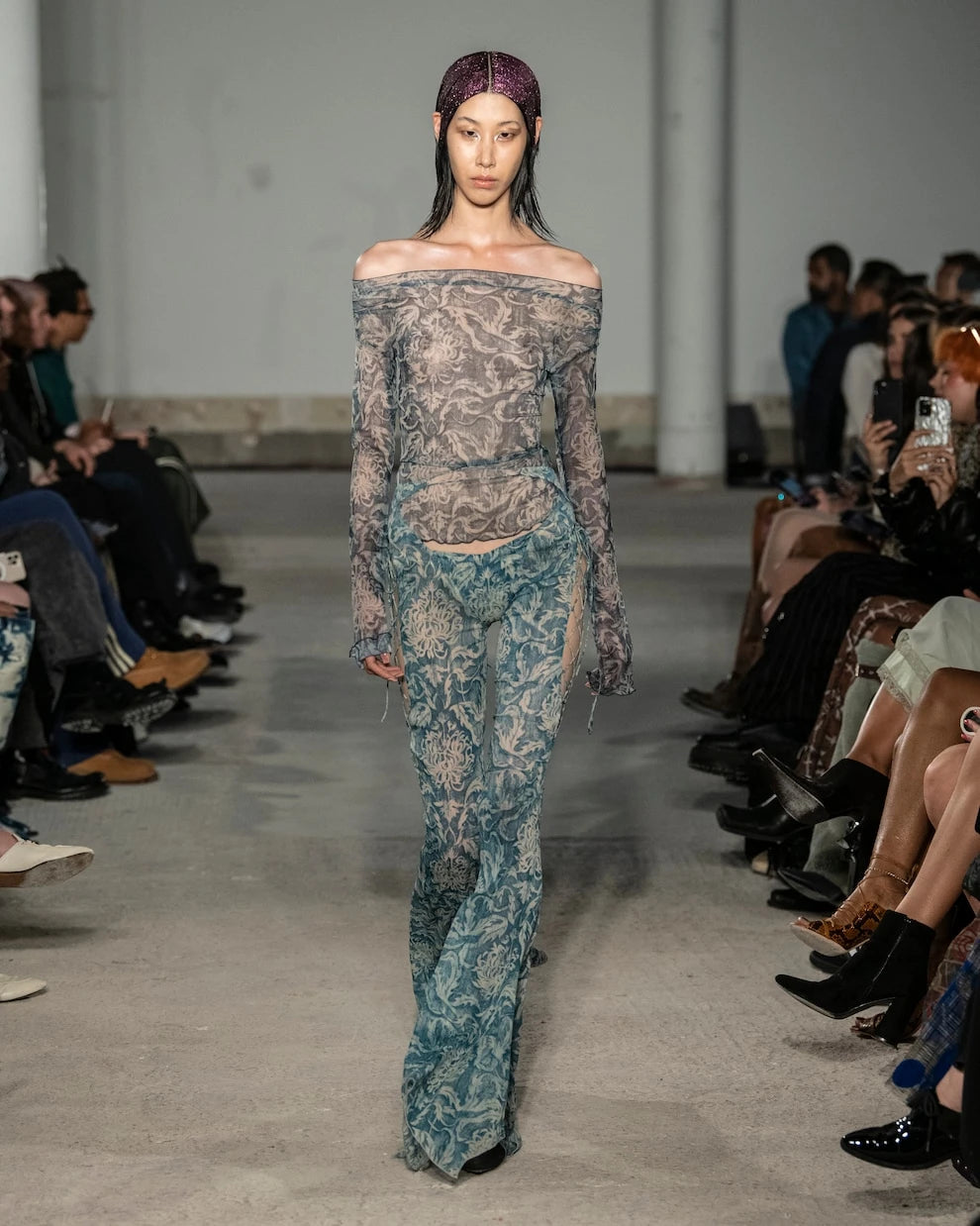 KNWLS - Printed low-rise silk-blend pants