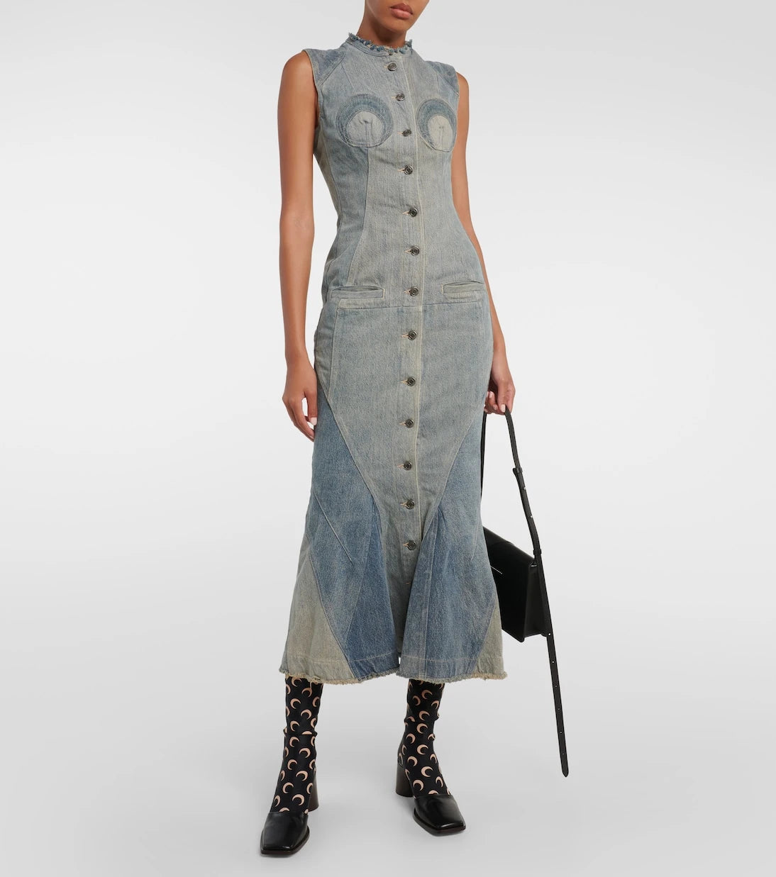 Marine Serre - All Over Moon denim maxi dress